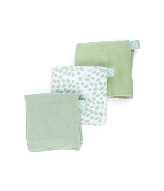 Doomoo Set de 3 langes Muslin 70x70 cm Mini Leaves Green au Maroc - Baby And Mom