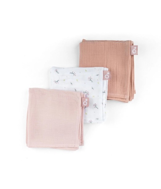 Doomoo Set de 3 langes Muslin 70x70 cm Flower Pink au Maroc - Baby And Mom