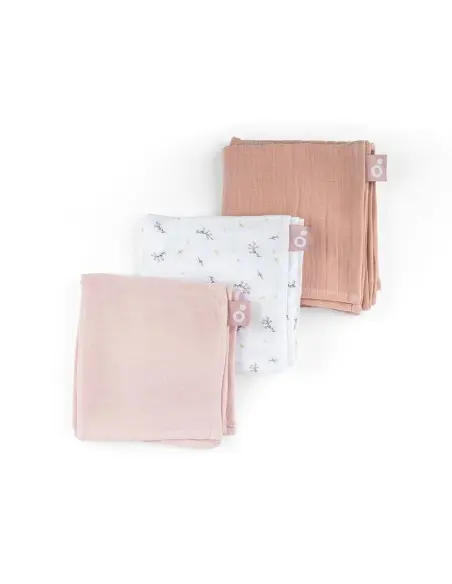 Doomoo set of 3 muslin swaddles 70x70 cm Flower Pink