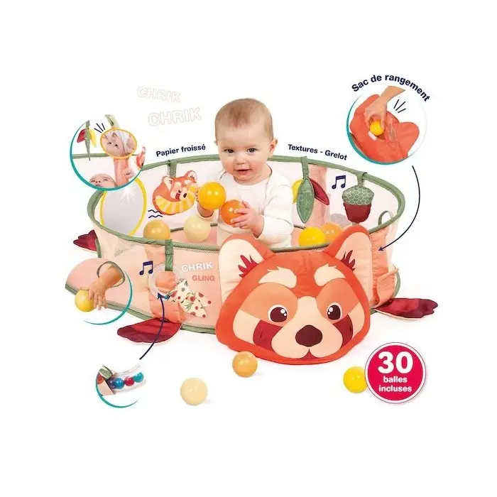 Ludi Tapis d'éveil et Aire de Jeu Panda Roux Multicolore 0m+