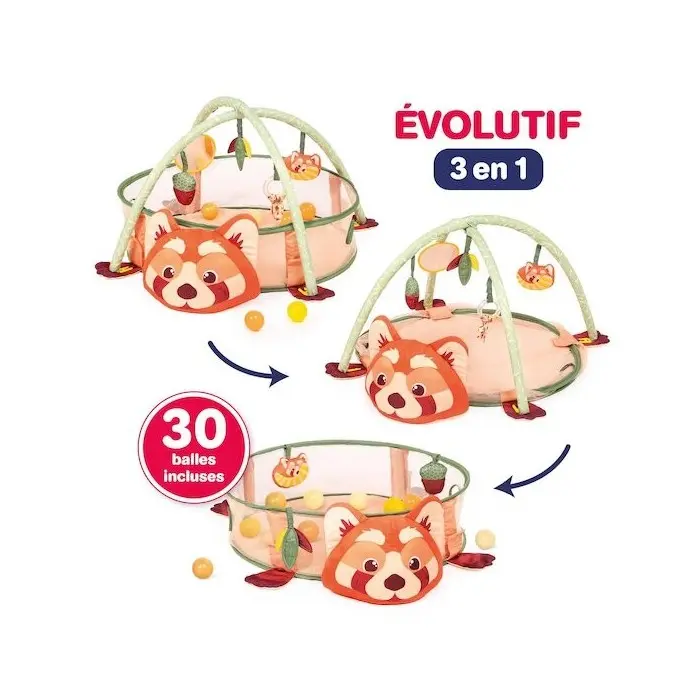 Ludi Tapis d'éveil et Aire de Jeu Panda Roux Multicolore 0m+