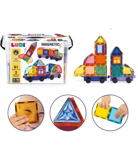 Ludi Magnetic vehicles with 61 pieces and 2 vehicles 3 to 10 years 2