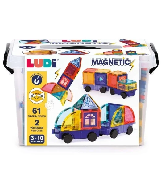 Ludi Magnetic vehicles with 61 pieces and 2 vehicles 3 to 10 years