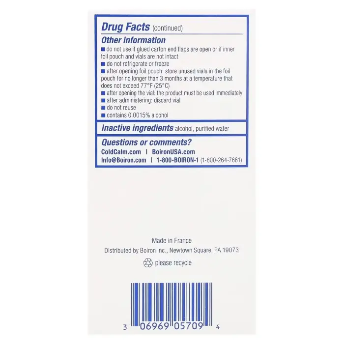Cold Calm Bébé Boiron 30 Doses liquides, Soulagement du rhume