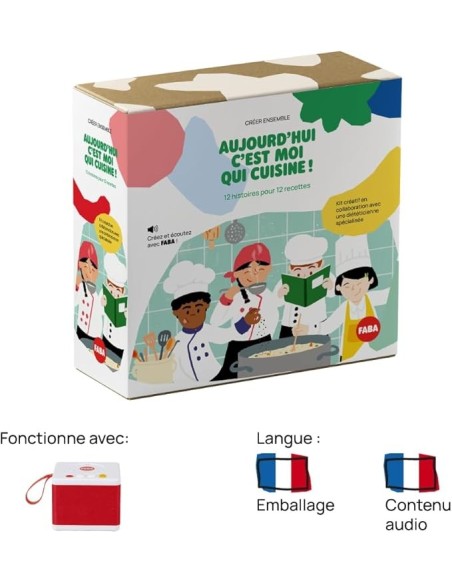 FABA - Aujourd'hui C'est Moi Qui Cuisine! Livre avec 12 Recettes, Personnage Sonore avec 12 Histoires et Boîte à goûter 3-5ans dans Jeux éducatifs chez Baby And Mom Maroc