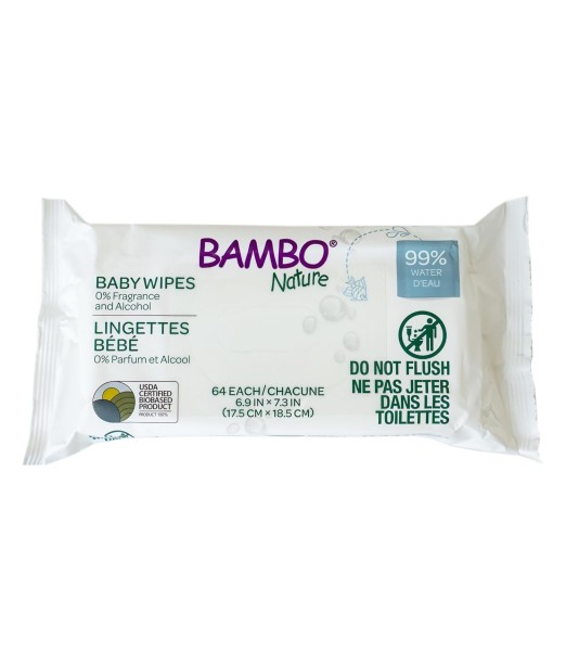 Bambo Nature Lingettes à l'eau sans parfum x64 au Maroc - Baby And Mom