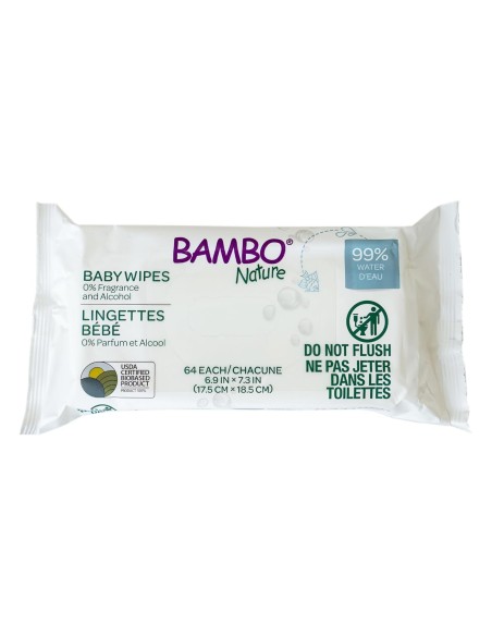 Bambo Nature Lingettes à l'eau sans parfum x64 dans Lingettes chez Baby And Mom Maroc