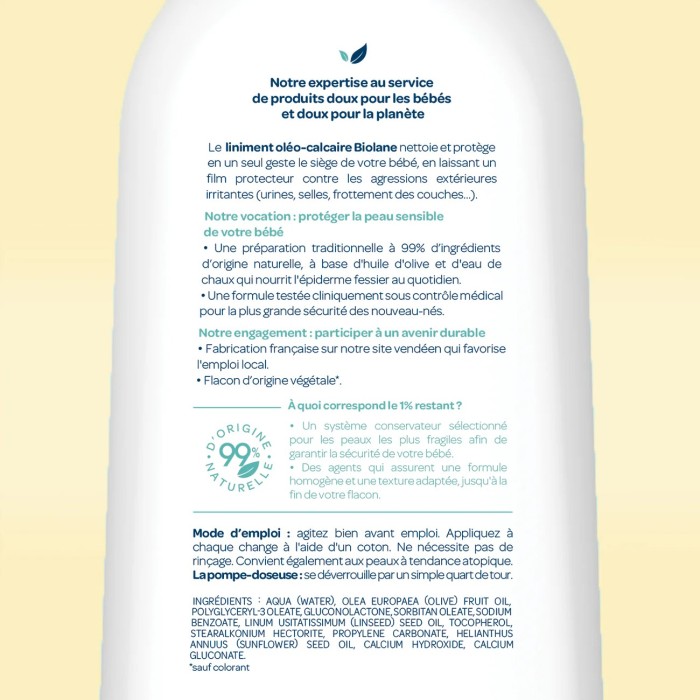 Biolane Liniment oléo-calcaire 300ml Liniment - Biolane Maroc