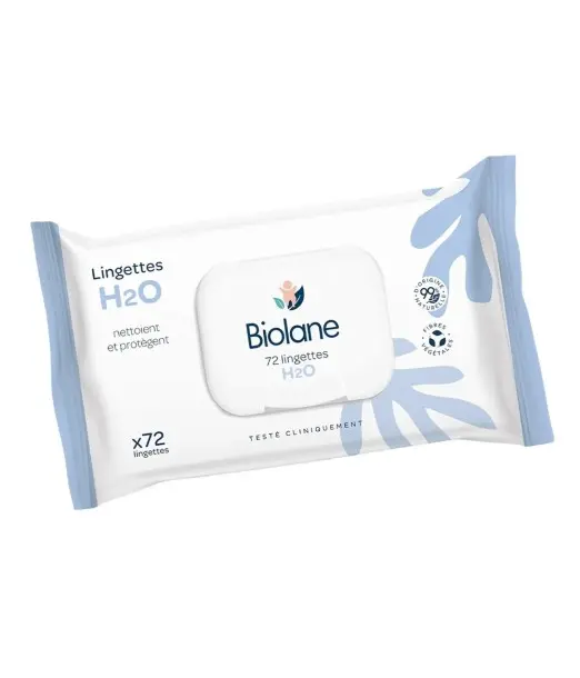 Biolane Lingettes épaisses H2o - 72 lingettes Lingettes -