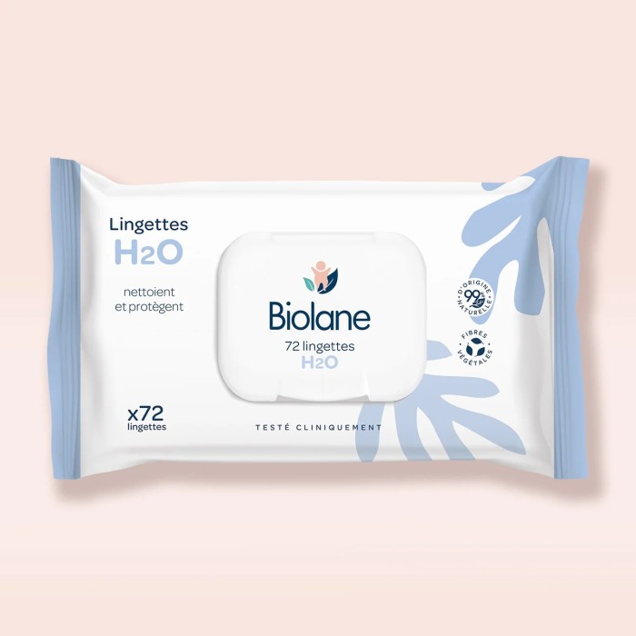 Biolane Lingettes épaisses H2o - 72 lingettes Lingettes -