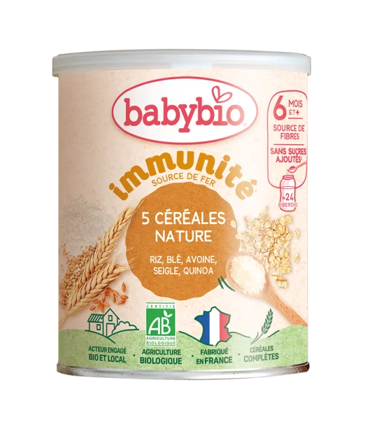 BabyBio Céréales Infantiles 5 Céréales Nature Blé, Avoine, Riz
