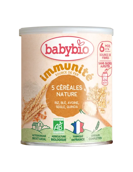 Babybio Infant cereals 5 cereals natural — wheat, oats, rice, rye, quinoa (from 6 months)