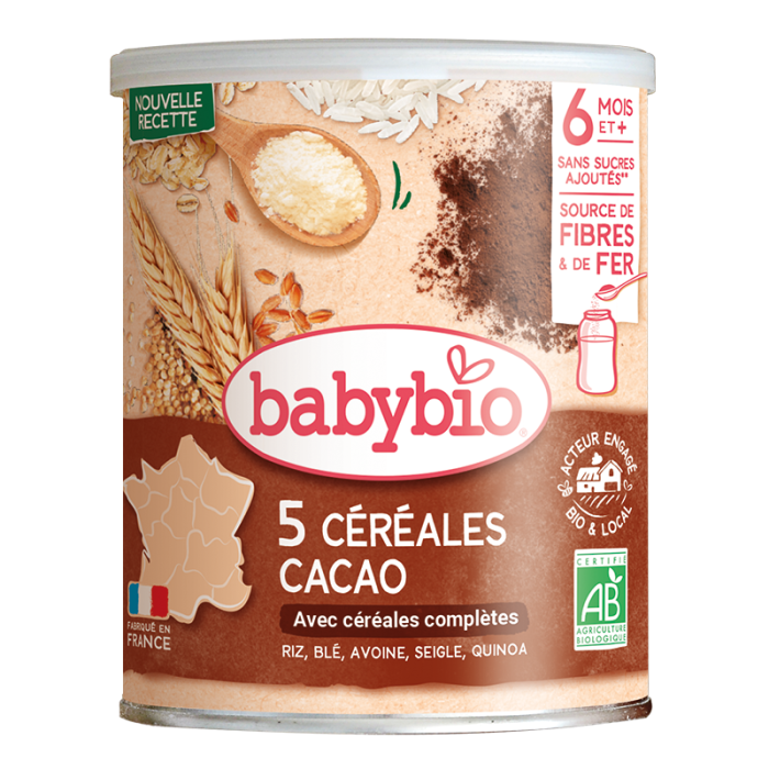 BabyBio Céréales Infantiles Cacao Avec Quinoa (Dès 6mois) dans Céréales & Compotes chez Baby And Mom Maroc