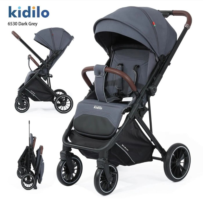 Kidilo Poussette Valise Réversible – Gris Foncé Poussette - 