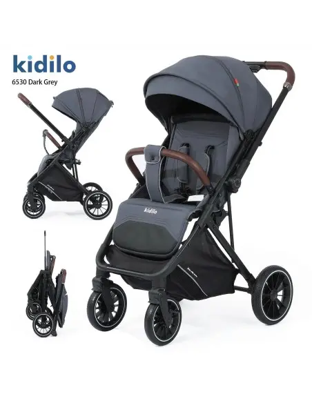 Kidilo Poussette Valise Réversible – Gris Foncé Poussette - 