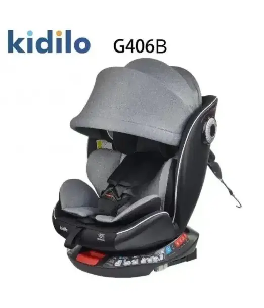 Kidilo Siège Auto Rotation 360° Isofix 0-36 kg - Gris Siège