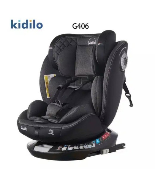Kidilo Siège Auto Rotation 360° Isofix 0-36kg – Gris Foncé