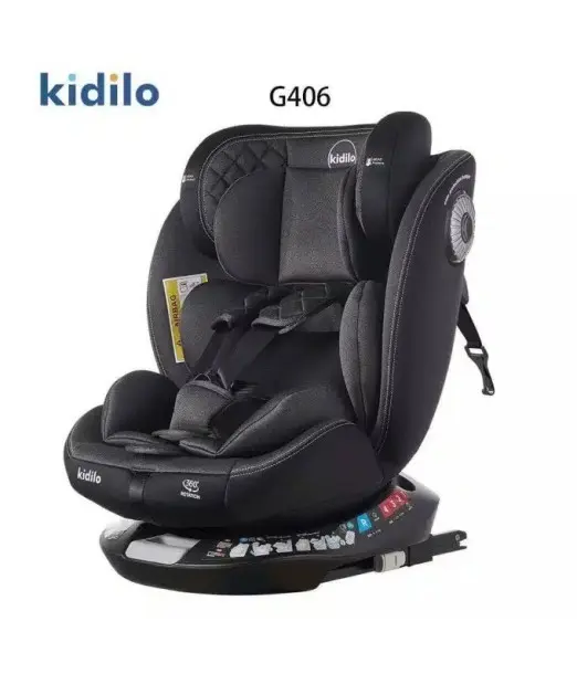Kidilo Siège Auto Rotation 360° Isofix 0-36kg – Gris Foncé