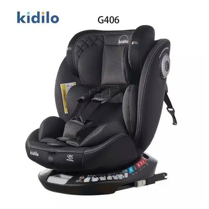 Kidilo Siège Auto Rotation 360° Isofix 0-36kg – Gris Foncé