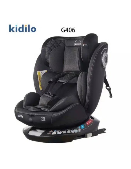 Kidilo Siège Auto Rotation 360° Isofix 0-36kg – Gris Foncé