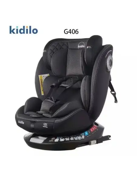 Kidilo Siège Auto Rotation 360° Isofix 0-36kg – Gris Foncé