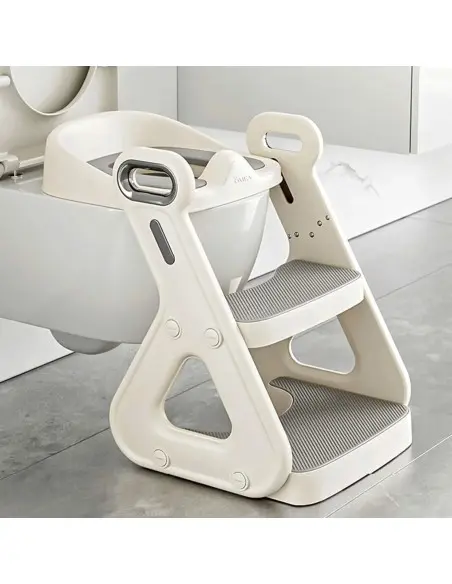 Réducteur de toilette avec Echelle et Poignée - Blanc/Gris Pot