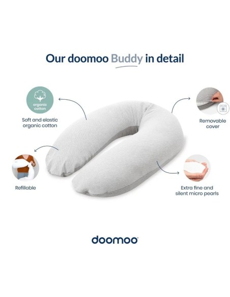 Doomoo Coussin de Grossesse et d'allaitement Buddy Chiné Pink
