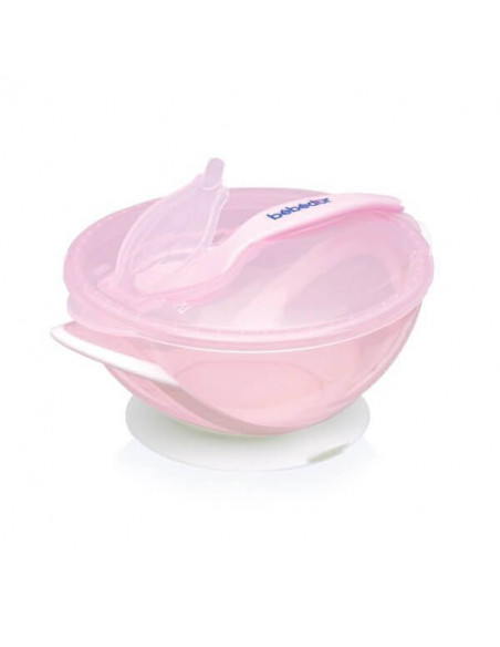 Assiette à ventouse + Cuillère Bébé d'Or - Rose
