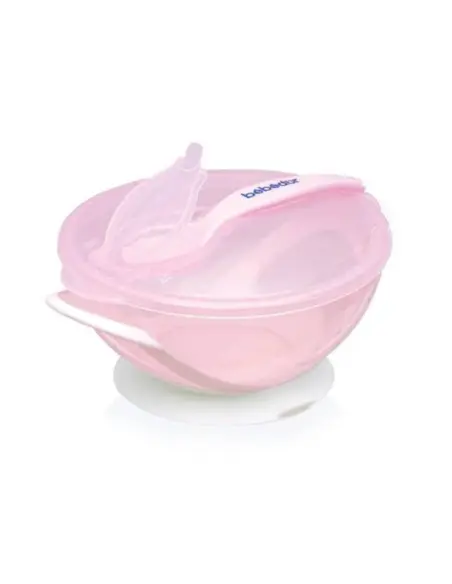 Suction plate + spoon Baby of Gold — pink