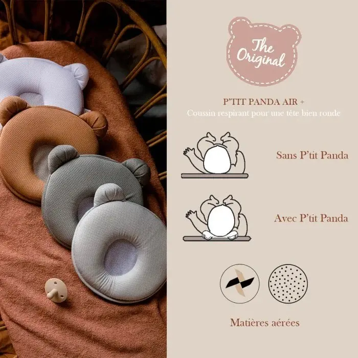 Candide Coussin P'tit Panda Air+ Kaki Linge de lit - Candide