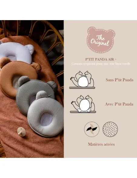 Candide Coussin P'tit Panda Air+ Kaki Linge de lit - Candide