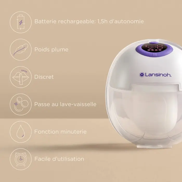 Lansinoh Tire-lait Mains Libres Simple – Compact, Portable et