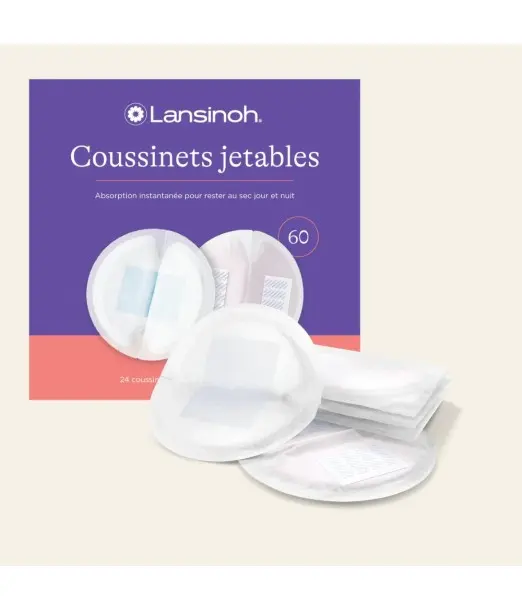 Lansinoh Coussinets d’allaitement jetables 60 unités, Accessoires d'allaitement - Puériculture Maroc