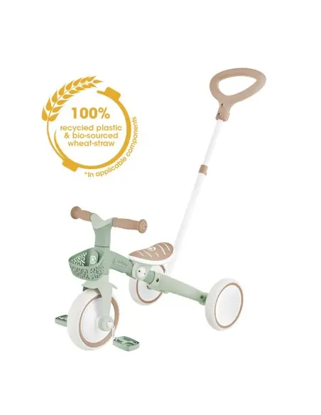 Globber 3-in-1 learning tricycle PLUS ECOLOGICAL - from 12 months to 3 years Sage