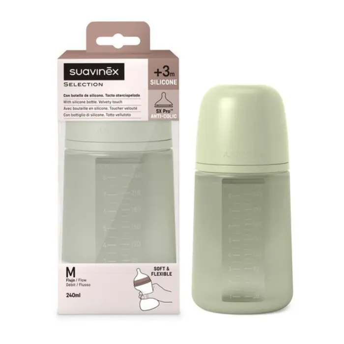 Suavinex Biberon Silicone SXPRO Débit moyen 240ml Colour