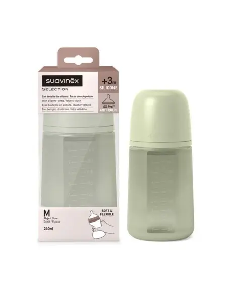 Suavinex baby bottle silicone SXPRO medium flow 240 ml Colour Essence Green — photo 3