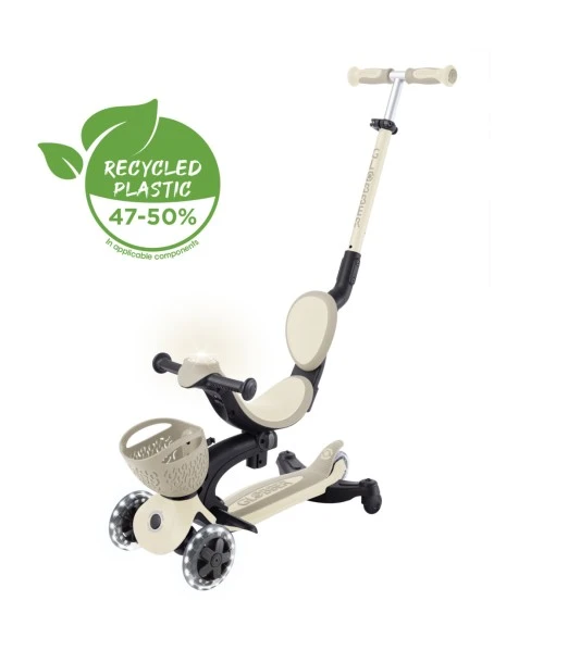Globber GO UP BABY LIGHTS adjustable scooter with 360° basket, from 15 months to 6 years - taupe