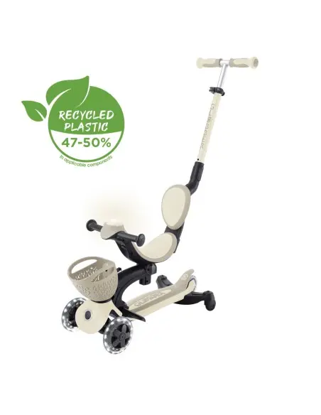 Globber GO UP BABY LIGHTS adjustable scooter with 360° basket, from 15 months to 6 years - taupe