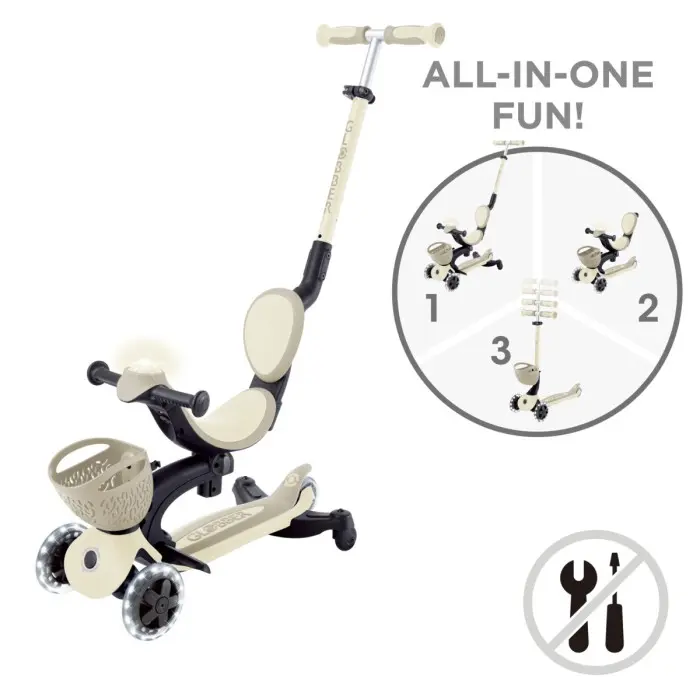 Globber Trottinette évolutive GO UP BABY LIGHTS avec Panier
