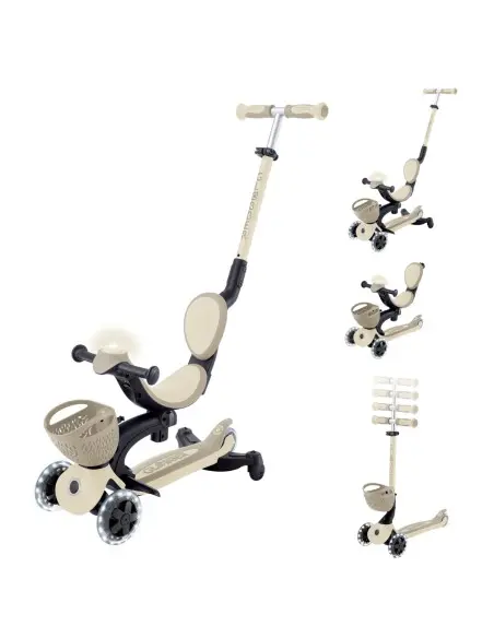 Globber GO UP BABY LIGHTS adjustable scooter with 360° basket, from 15 months to 6 years - taupe — photo 12