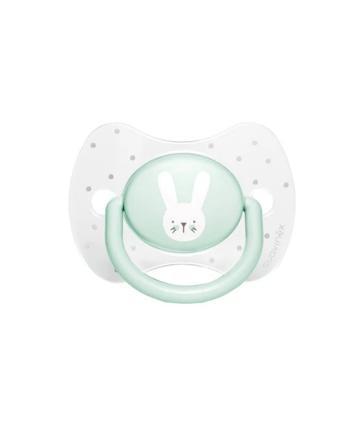Suavinex reversible flat pacifier rabbit from 0 to 6 months - green