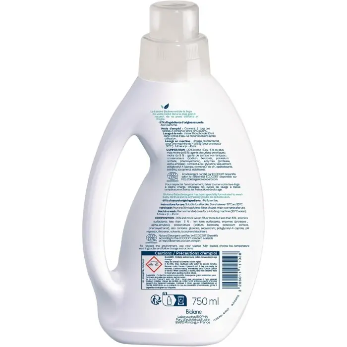 Biolane Détergent Lessive bébé 750ml Détergent Lessive Bébé -