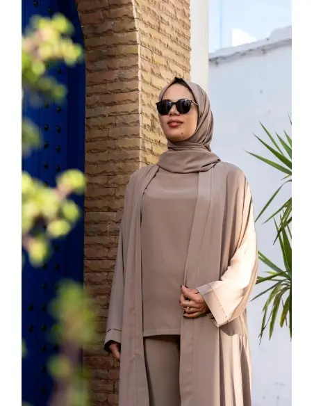 Ensemble Abaya élégant et pudique - Beige Mode - Maroc
