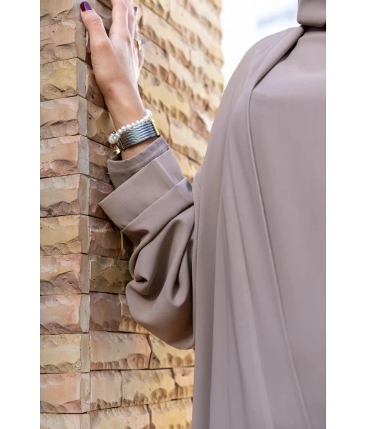 Elegant and modest abaya set — beige 2