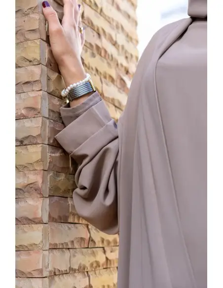 Elegant and modest abaya set — beige — photo 2