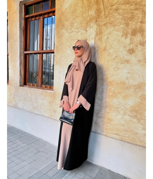 Kimono Abaya Rehana - beige and black