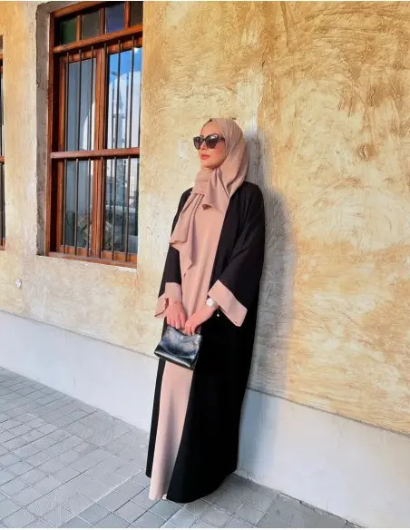 Kimono Abaya Rehana - beige and black