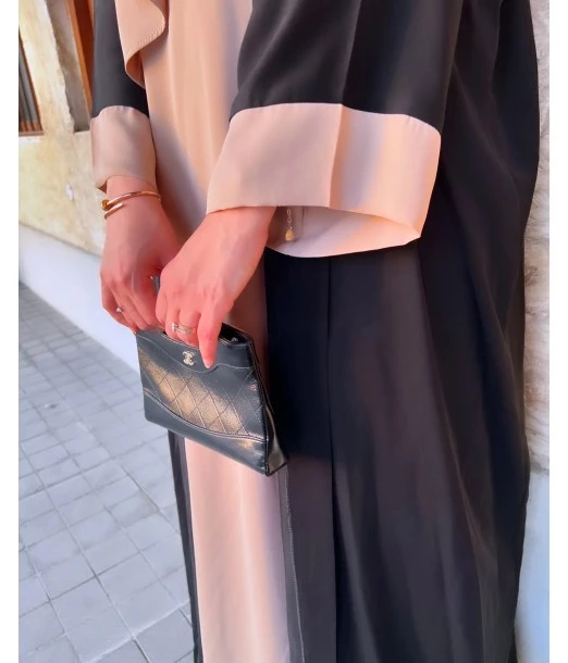 Kimono Abaya Rehana - beige and black 2