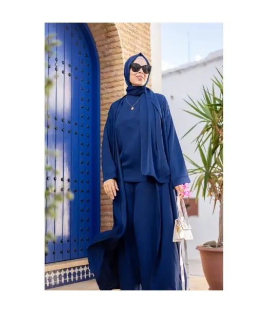 Ensemble abaya élégant et pudique - Bleu Accueil - Maroc