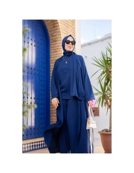 Ensemble abaya élégant et pudique - Bleu Accueil - Maroc